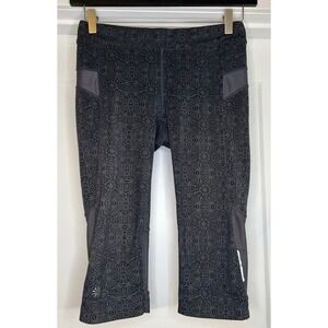 Athleta Womens Gray Mandala Mesh Panel Running Capri Leggings Small Athleisure